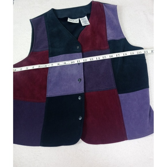 Vintage White Stag Vest L Colorblock Patchwork Suede Velvet‎ Purple 90s - Picture 9 of 10